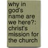 Why in God's Name Are We Here?: Christ's Mission for the Church
