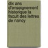Dix Ans D'enseignement Historique La Facult Des Lettres De Nancy