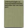 Untersuchungen zu manaulmedizinischen Befunden bei Low Back Pain door Steffen Derlien