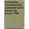 Berlinische Monatsschrift, Siebenter Band. Januar bis Junius 1786 door Onbekend