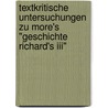 Textkritische Untersuchungen Zu More's "geschichte Richard's Iii" door Hubschmann