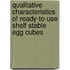Qualitative characteristics of ready-to-use shelf stable egg cubes