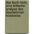 Das Buch Hiob; eine kritische Analyse des überlieferten Hiobtextes