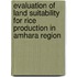 Evaluation of Land Suitability for Rice Production in Amhara Region