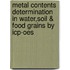 Metal Contents Determination In Water,soil & Food Grains By Icp-oes