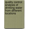 Quality Control Analysis Of Drinking Water From Different Locations door Zainab Abbas