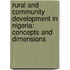 Rural and Community Development in Nigeria: Concepts and Dimensions