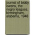 Journal of Biddy Owens, the Negro Leagues, Birmingham, Alabama, 1948