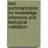 Text Summarization For Knowledge Inference And Biological Validation door Lorenzo Montrucchio