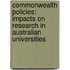 Commonwealth Policies: Impacts On Research In Australian Universities