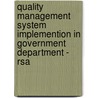 Quality Management System Implemention In Government Department - Rsa door Leon Maluleke