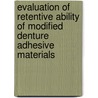 Evaluation of Retentive Ability of Modified Denture Adhesive Materials door Hala Khuder Ali