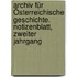 Archiv Für Österreichische Geschichte. Notizenblatt, Zweiter Jahrgang