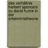 Das Verhältnis Herbert Spencers zu David Hume in der Erkenntnistheorie