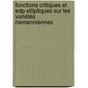 Fonctions Critiques Et Edp Elliptiques Sur Les Variétés Riemanniennes by Stephane Collion