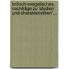 Kritisch-exegetisches. Nachträge Zu 'studien Und Charakteristiken'.... by Wilhelm Sigmund Teuffel