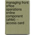 Managing Front Office Operations Online Component (Ahlei) -- Access Card