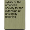 Syllabi of the American Society for the Extension of University Teaching by American Societ