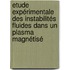 Etude expérimentale des instabilités fluides dans un plasma magnétisé