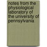 Notes From the Physiological Laboratory of the University of Pennsylvania door University of Pennsylvania. Laboratory