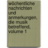 Wöchentliche Nachrichten Und Anmerkungen, Die Musik Betreffend, Volume 1 door Johann Adam Hiller