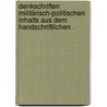 Denkschriften militärisch-politischen Inhalts aus dem handschriftlichen . door Joseph Wenzel Radetzky Von Radetz Johann