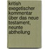 Kritish exegetischer Kommentar über das Neue Testament, Neunte Abtheilung