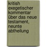Kritish exegetischer Kommentar über das Neue Testament, Neunte Abtheilung door Denny Meyer