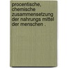 Procentische, chemische Zusammensetzung der Nahrungs mittel der Menschen . door Jürgensen Chr.