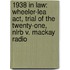 1938 In Law: Wheeler-lea Act, Trial Of The Twenty-one, Nlrb V. Mackay Radio