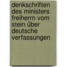 Denkschriften des Ministers Freiherrn vom Stein über deutsche Verfassungen door Stein Karl