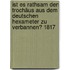 Ist es rathsam den Trochäus aus dem deutschen Hexameter zu Verbannen? 1817