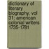 Dictionary of Literary Biography, Vol 31: American Colonial Writers 1735-1781