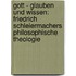 Gott - Glauben Und Wissen: Friedrich Schleiermachers Philosophische Theologie