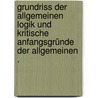 Grundriss der allgemeinen Logik und kritische Anfangsgründe der allgemeinen . by Heinrich Von Jakob Ludwig