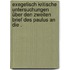 Exegetisch kritische Untersuchungen über den zweiten Brief des Paulus an die .