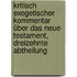 Kritisch exegetischer Kommentar über das Neue Testament, Dreizehnte Abtheilung