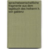 Sprachwissenschaftliche Fragmente aus dem Tagebuch des Freiherrn H. von Gablenz door Gablenz Heinrich