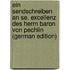 Ein Sendschreiben an Se. Excellenz Des Herrn Baron Von Pechlin  (German Edition)