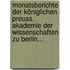 Monatsberichte der Königlichen Preuss. Akademie der Wissenschaften zu Berlin...