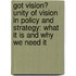 Got Vision? Unity of Vision in Policy and Strategy: What It Is and Why We Need It