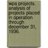 Wpa Projects. Analysis of Projects Placed in Operation Through December 31, 1936.