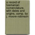 a Record of Tasmanian Nomenclature, with Dates and Origins, Comp. by J. Moore-Robinson