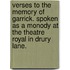 Verses to the memory of Garrick. Spoken as a monody at the Theatre Royal in Drury lane.