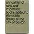 Annual List of New and Important Books Added to the Public Library of the City of Boston