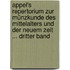 Appel's Repertorium Zur Münzkunde Des Mittelalters Und Der Neuern Zeit ... Dritter Band
