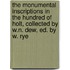 The Monumental Inscriptions in the Hundred of Holt, Collected by W.N. Dew, Ed. by W. Rye