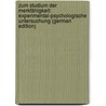 Zum Studium Der Merkfähigkeit: Experimental-Psychologische Untersuchung (German Edition) door Diehl August