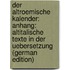 Der Altroemische Kalender: Anhang: Altitalische Texte in Der Uebersetzung (German Edition)
