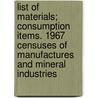 List of Materials; Consumption Items. 1967 Censuses of Manufactures and Mineral Industries by United States Bureau of the Census